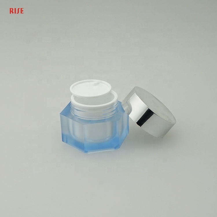 Unique cosmetic hexagon acrylic cream jar packaging wholesale for cosmetic