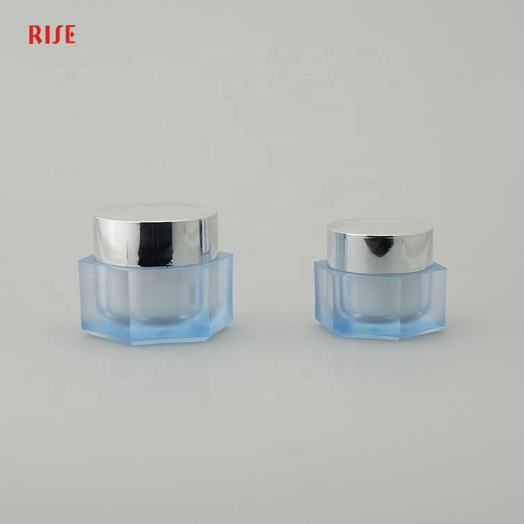 Unique cosmetic hexagon acrylic cream jar packaging wholesale for cosmetic