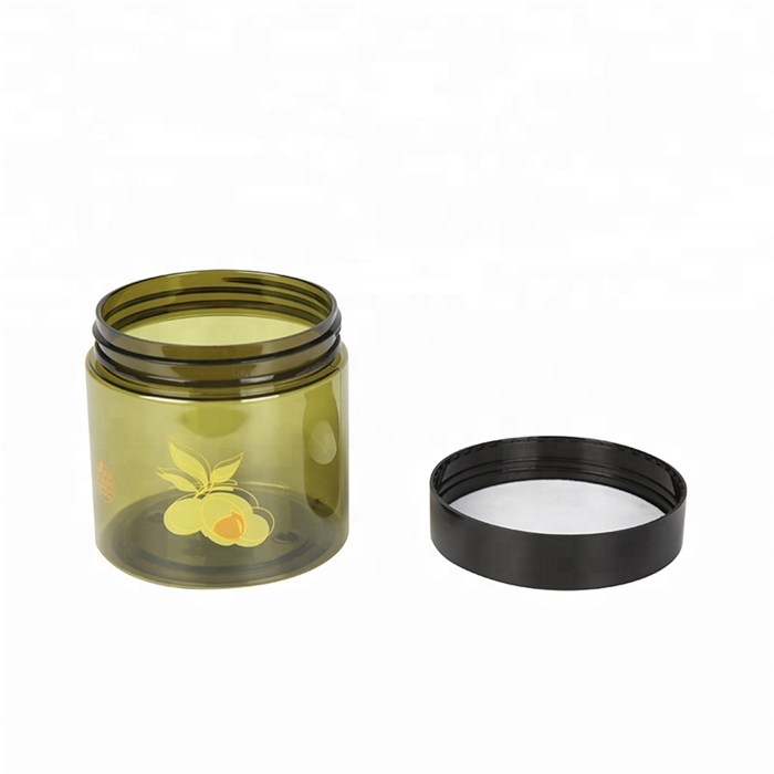 Unique cosmetic jar custom logo Transparent amber blue green black Cosmetic Plastic Jars cosmetic jar container And With Lids
