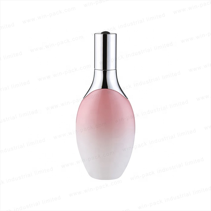 Unique deign gradient pink glass lotion bottle for cosmetic packing in factory price
