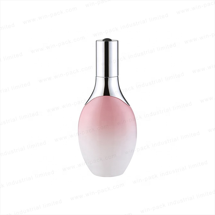 Unique deign gradient pink glass lotion bottle for cosmetic packing in factory price