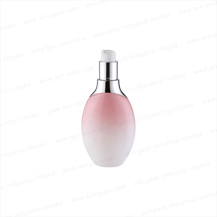 Unique deign gradient pink glass lotion bottle for cosmetic packing in factory price