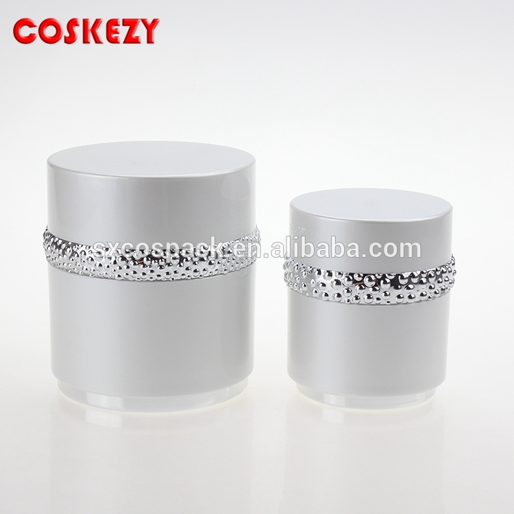 Unique design 30g 50g white cream jar with screw cap acrylic jar cosmetic packaging