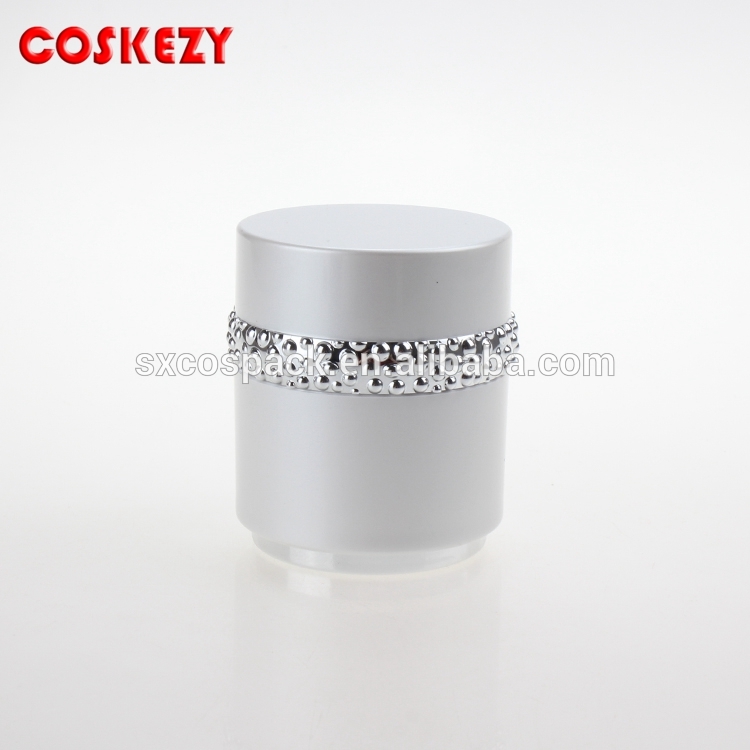 Unique design 30g 50g white cream jar with screw cap acrylic jar cosmetic packaging