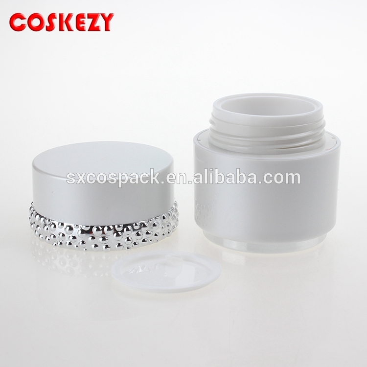 Unique design 30g 50g white cream jar with screw cap acrylic jar cosmetic packaging