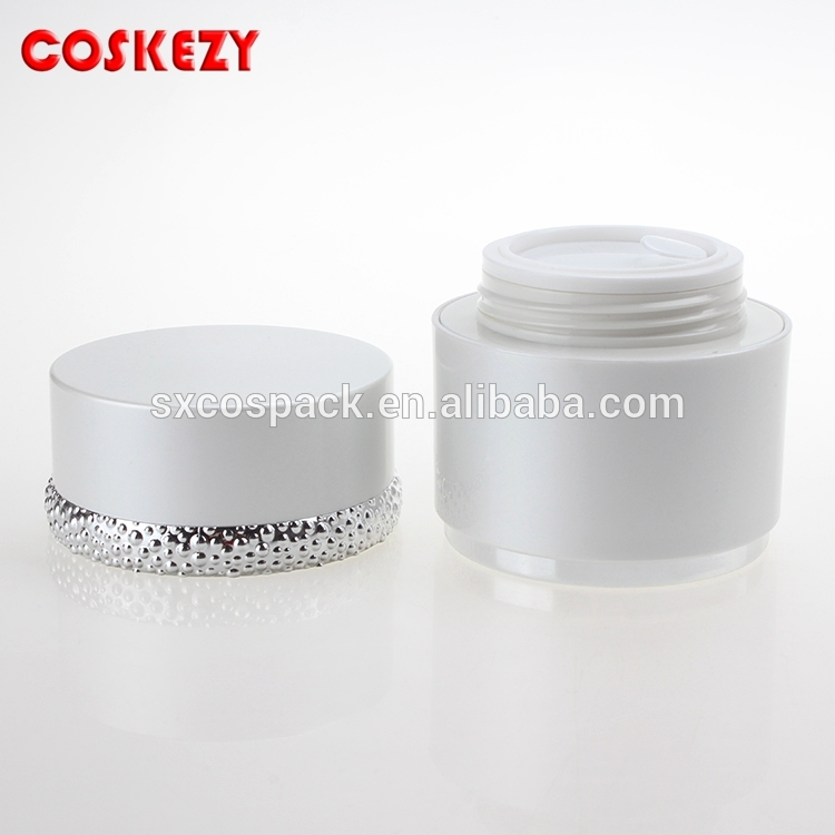Unique design 30g 50g white cream jar with screw cap acrylic jar cosmetic packaging