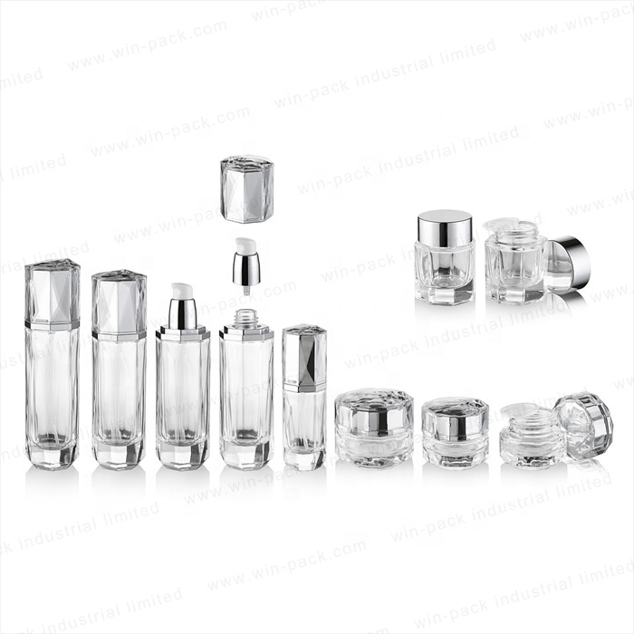 Unique design custom made glass lotion bottle with shiny acrylic cap in high quality low price