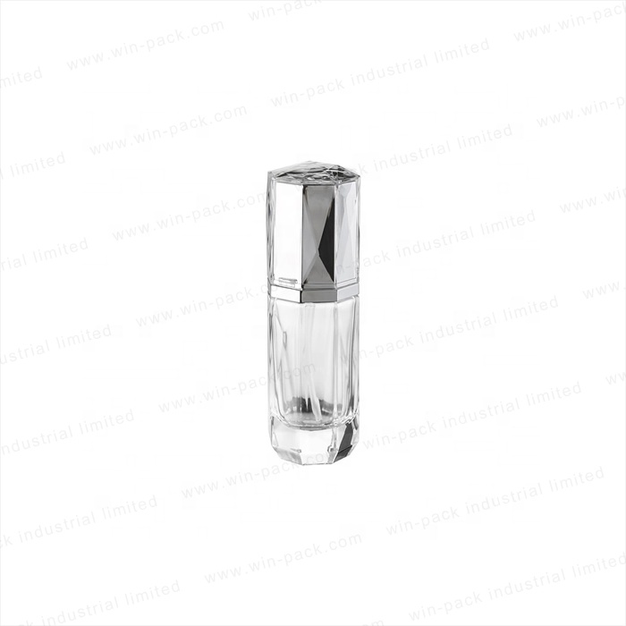 Unique design custom made glass lotion bottle with shiny acrylic cap in high quality low price