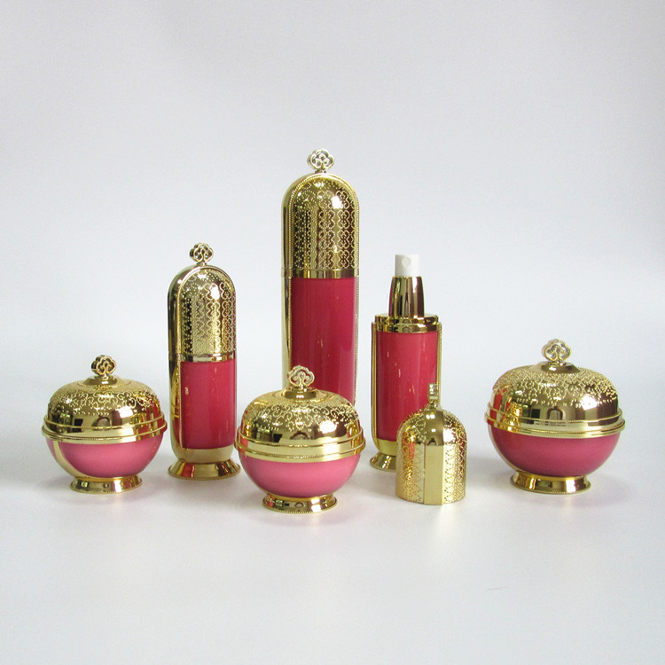 Unique design luxury cosmetic acrylic jars cream container with silver/gold lid