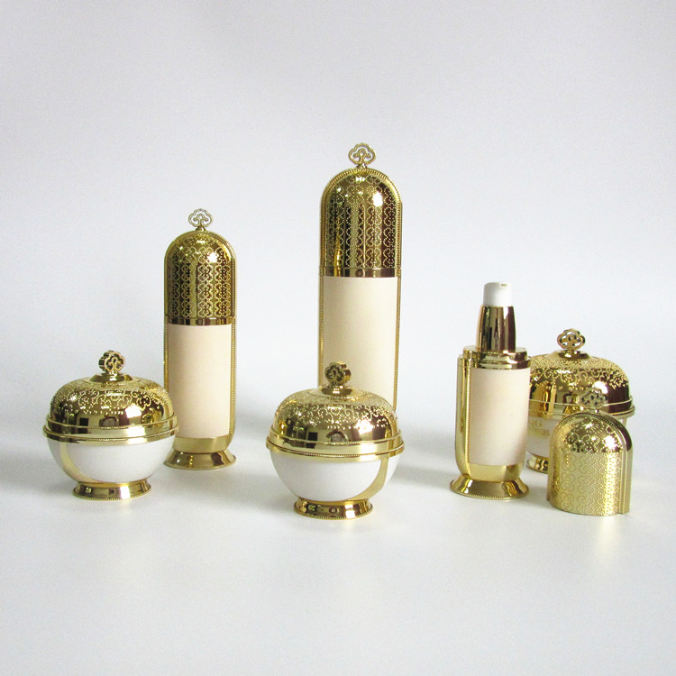 Unique design luxury cosmetic acrylic jars cream container with silver/gold lid