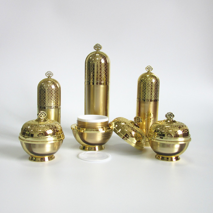 Unique design luxury cosmetic acrylic jars cream container with silver/gold lid