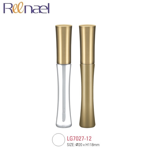 Unique double wall covers slender waist bottle empty lip gloss case plastic packaging cosmetic liquid lipstick container