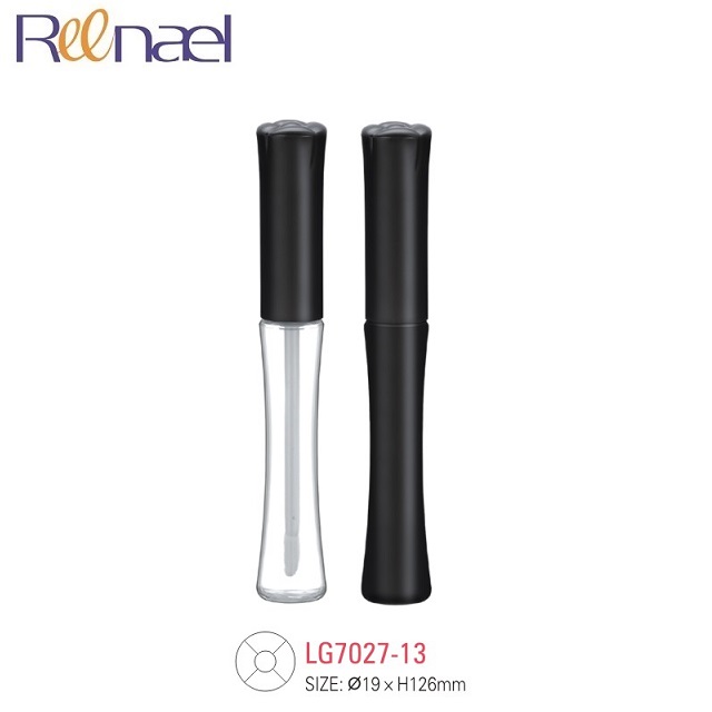Unique double wall covers slender waist bottle empty lip gloss case plastic packaging cosmetic liquid lipstick container