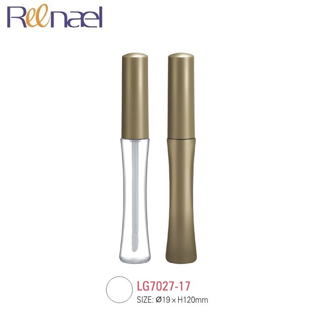 Unique double wall covers slender waist bottle empty lip gloss case plastic packaging cosmetic liquid lipstick container