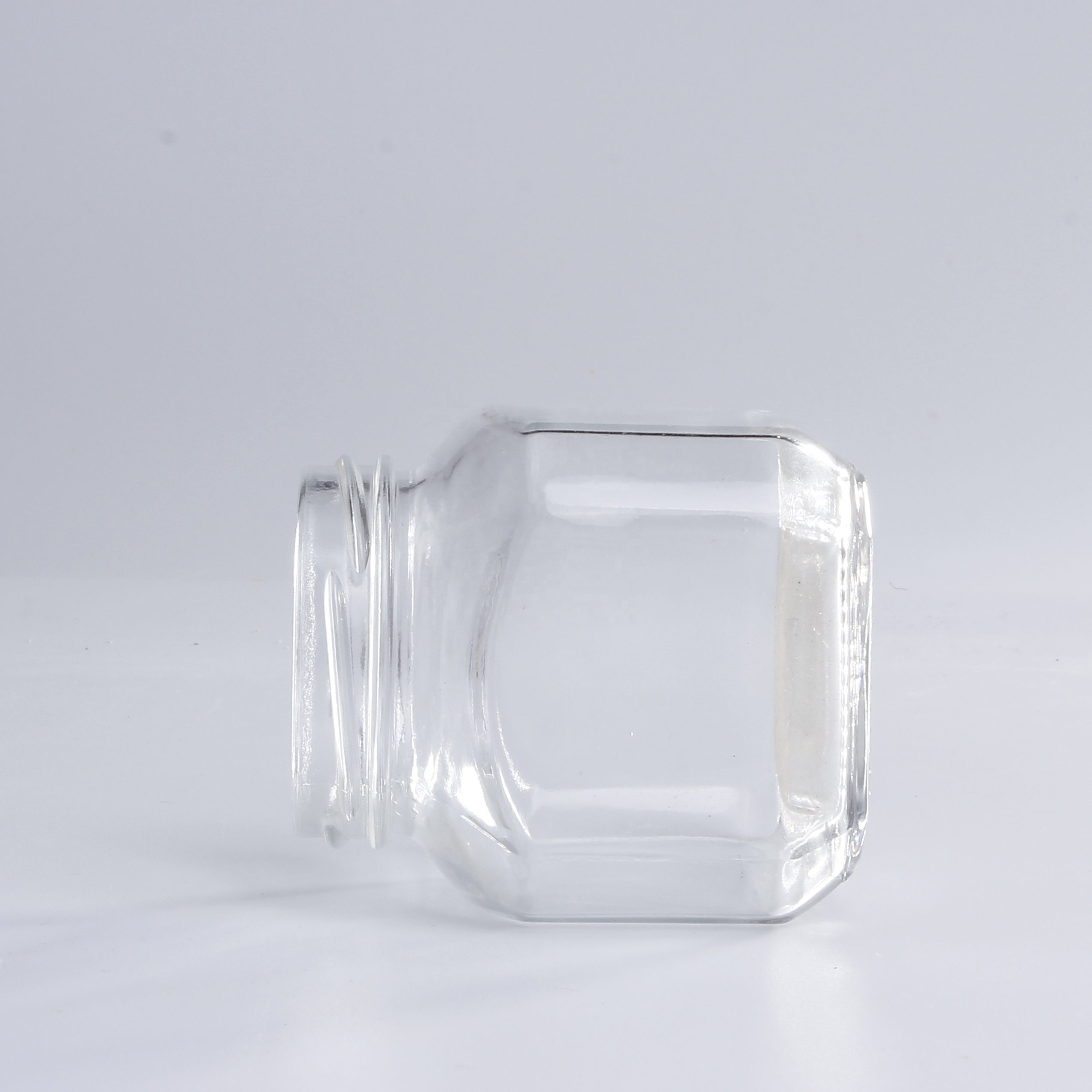Unique food storage 314ml square glass honey canning jars wholesale with metal airtight lid for jam sauce packaging