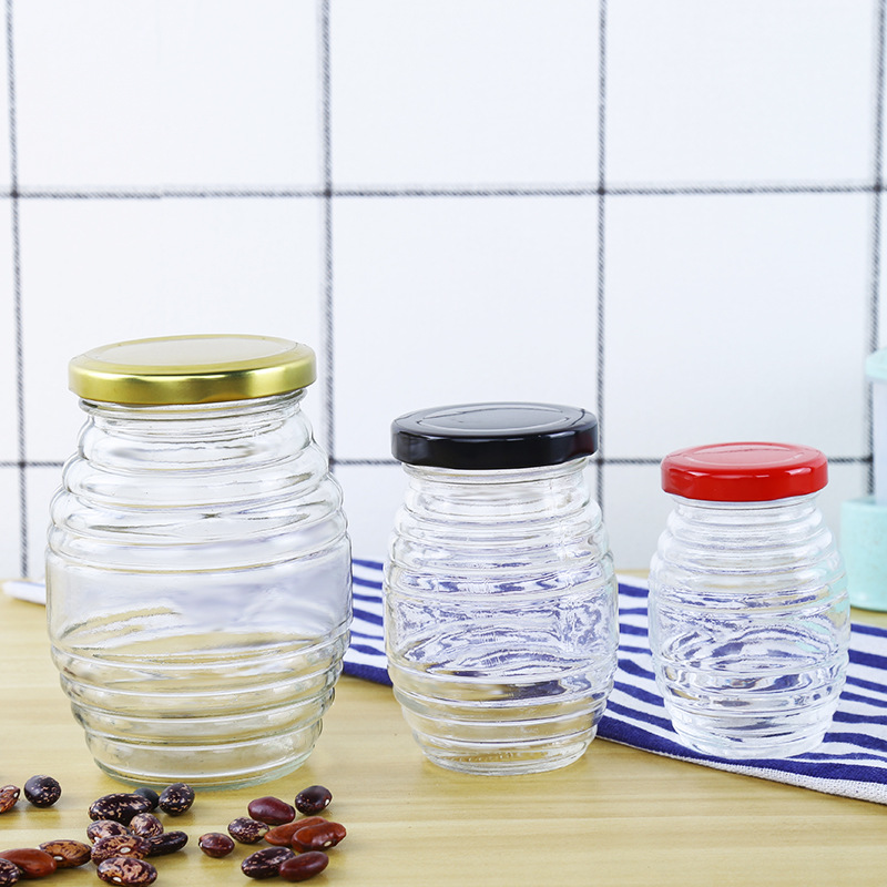 Unique honey glass bottle jars clear honey container