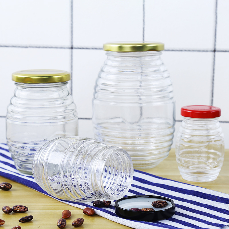 Unique honey glass bottle jars clear honey container