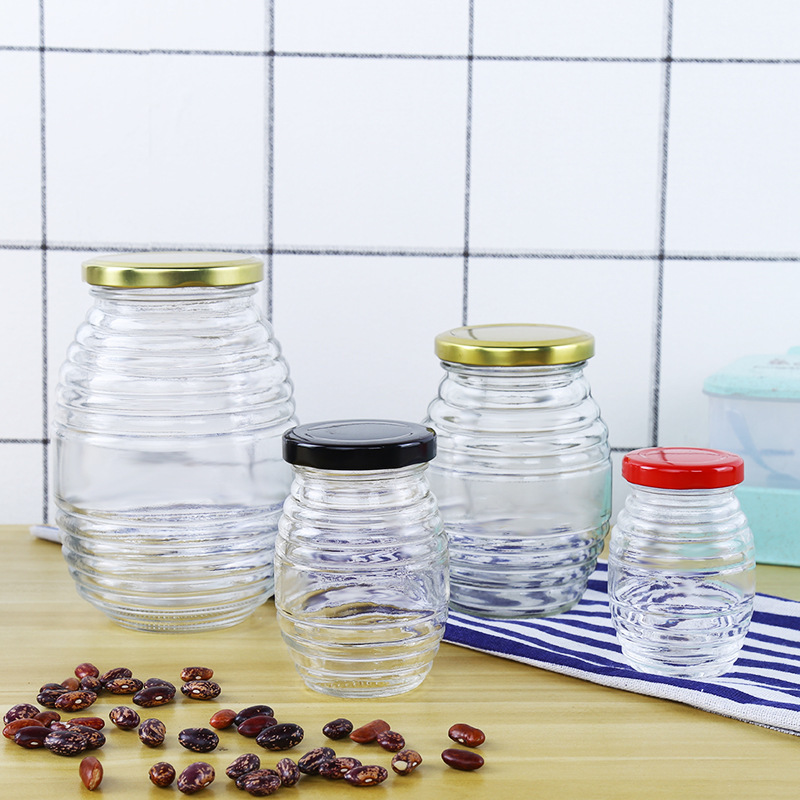 Unique honey glass bottle jars clear honey container