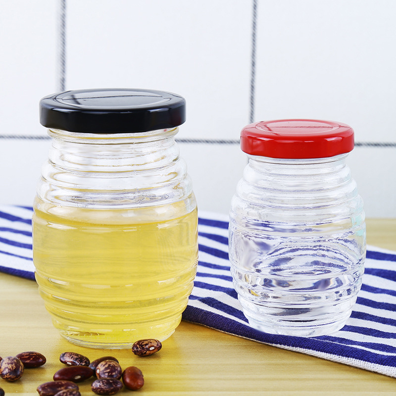 Unique honey glass bottle jars clear honey container