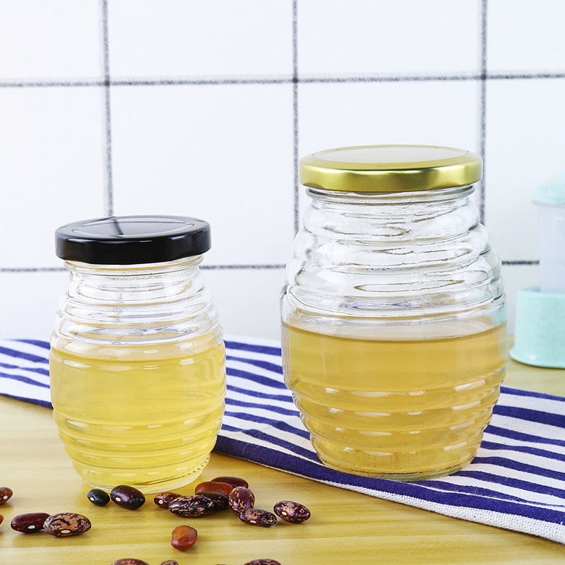 Unique honey glass bottle jars clear honey container