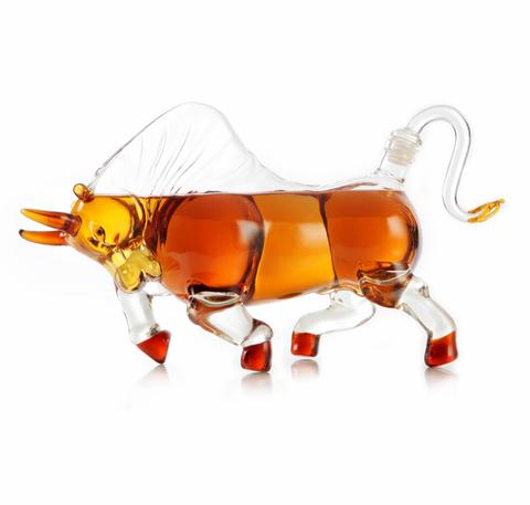 Unique liquor glass bottle clear dragon bull horse shape glass bottle 750ml