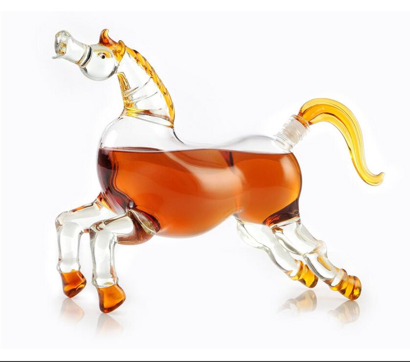 Unique liquor glass bottle clear dragon bull horse shape glass bottle 750ml