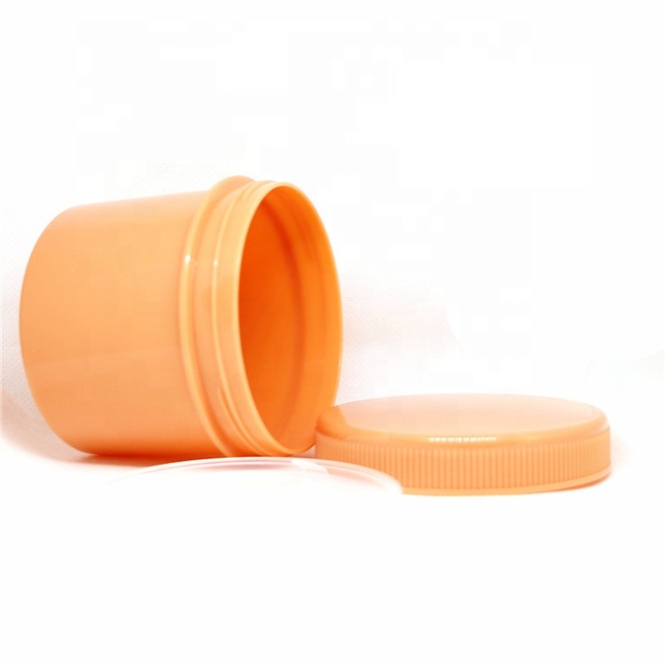 Unique orange PET plastic cream container and jars for cosmetics with screw cap lid 4oz 8oz body butter oil container