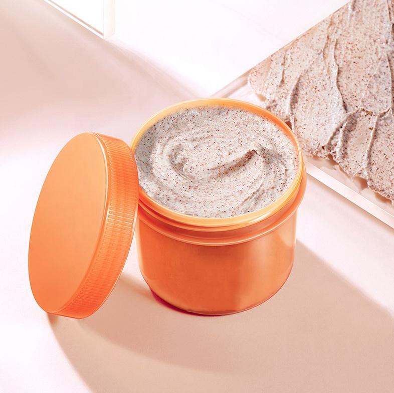 Unique orange PET plastic cream container and jars for cosmetics with screw cap lid 4oz 8oz body butter oil container