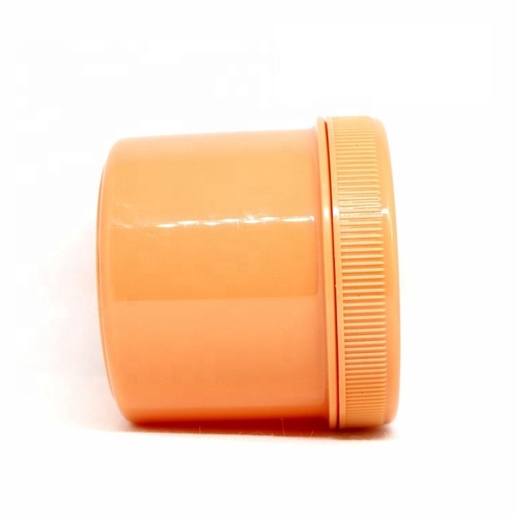 Unique orange PET plastic cream container and jars for cosmetics with screw cap lid 4oz 8oz body butter oil container