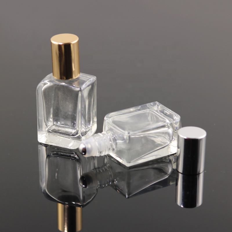 Unique shape 10 ml square roll on bottle glass perfume roller bottle (NRB07A)