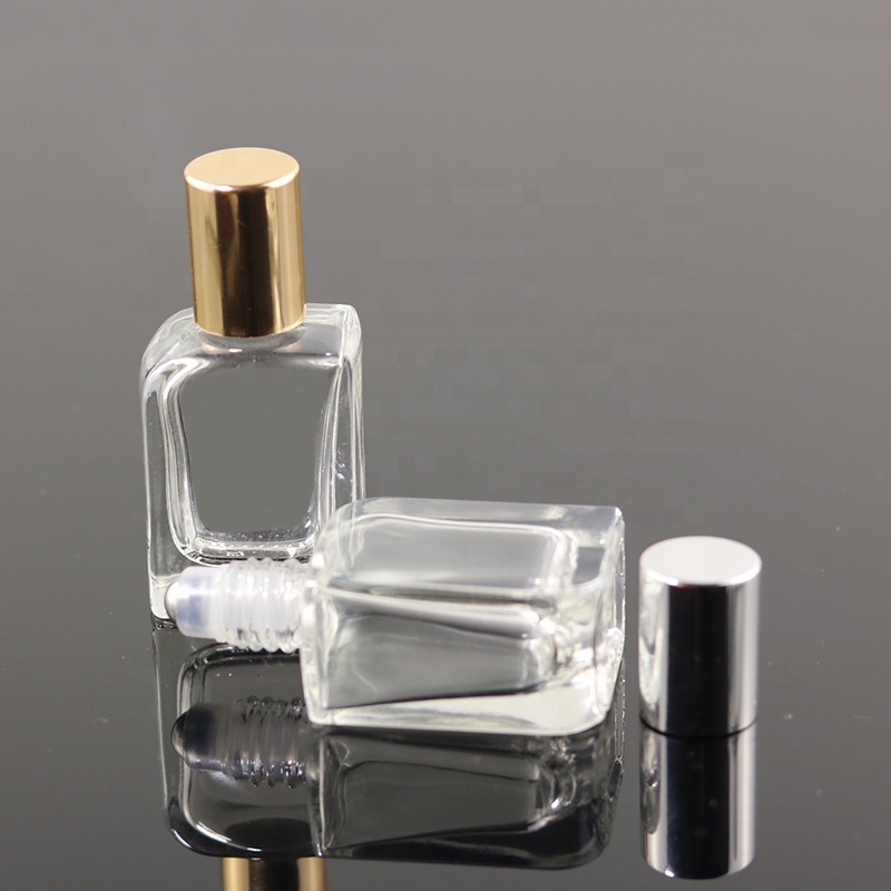Unique shape 10 ml square roll on bottle glass perfume roller bottle (NRB07A)