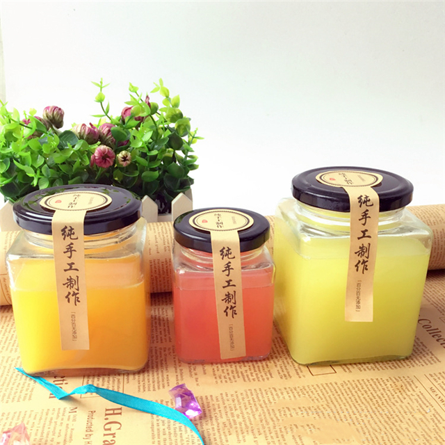 Unique shape 100ml 200ml square kitchen glass jars small glass jar with lid