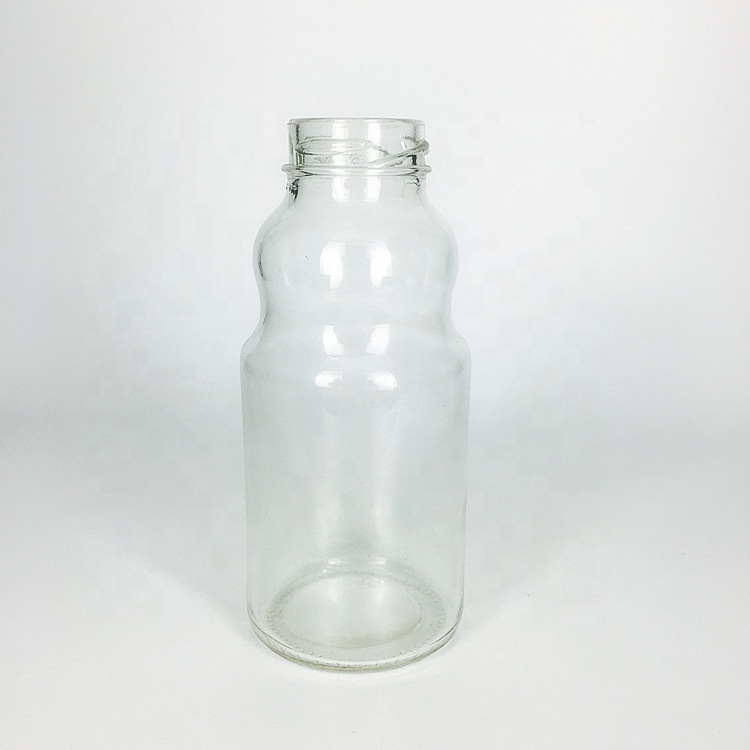 Unique transparent 8oz 250ml basil seed sugarcane juice fruit juice glass bottle