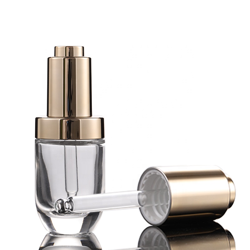 Unique transparent perfume serum round shape 1 oz 30 ml transparent glass dropper bottle for essential oil