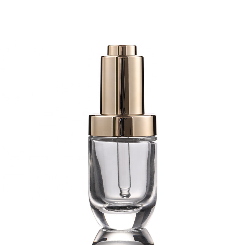 Unique transparent perfume serum round shape 1 oz 30 ml transparent glass dropper bottle for essential oil