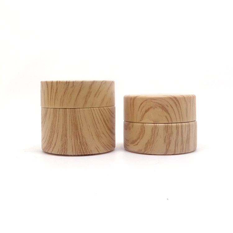 Unique wood transfer printing cosmetic container glass jar 5ml with Wood Grain lid