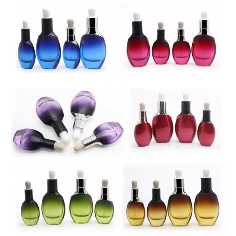 Up to 3 samples 15ml 30ml essential oil bottle Ocean Blue Glass dropper perfume bottle with metallic dropper cap
