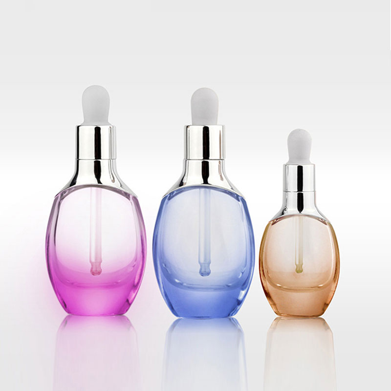 Up to 3 samples 15ml 30ml essential oil bottle Ocean Blue Glass dropper perfume bottle with metallic dropper cap