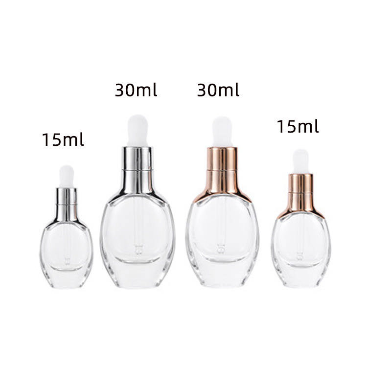 Up to 3 samples 15ml 30ml essential oil bottle Ocean Blue Glass dropper perfume bottle with metallic dropper cap