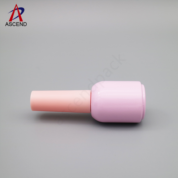 Uv Led protected pink round glass 10ml nail polish bottle uv gel polish glass bottle with pink long cap and gel brush