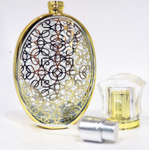 Uv carving 50ML transparent oblate high-grade perfume bottle