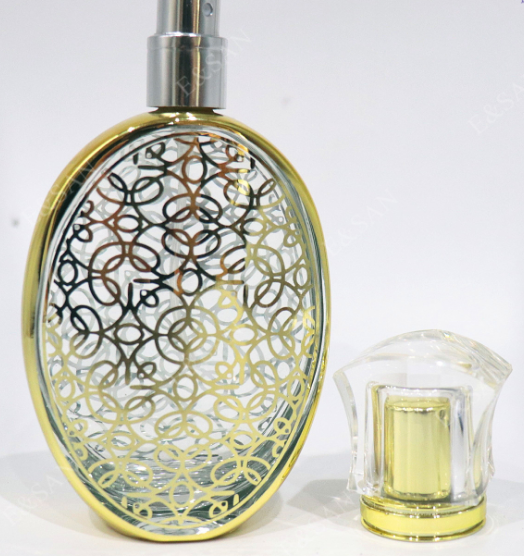 Uv carving 50ML transparent oblate high-grade perfume bottle