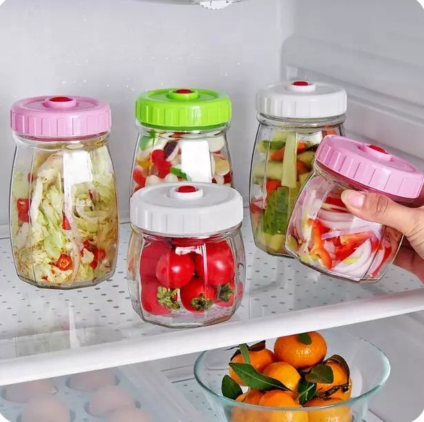 Vacuum Airtight And Sealed Glass Mason Jar Candy Organizer Snack Cans Grain Glass Container Dried Fruit Storage Bottles With Lid
