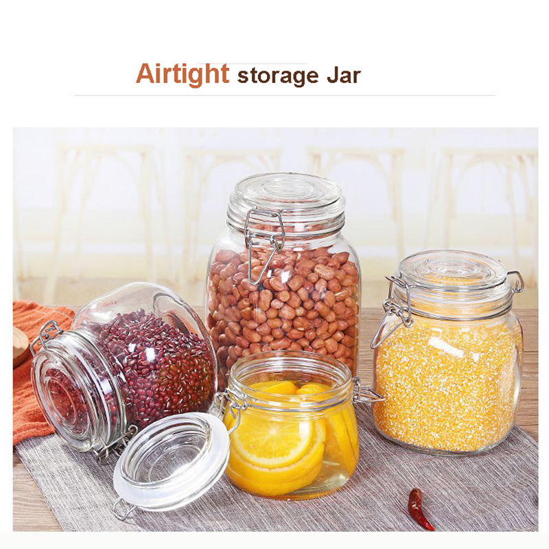 Vacuum Glass Storage Jar With Plastic Cover Jars Seal Lids / heat-resistant glass jar /Glass Containers With metal Lids