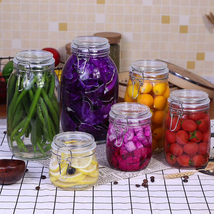 Vacuum Glassware Food Storage Sealed Kitchen Glass Storage Jar With Clip Top Lid