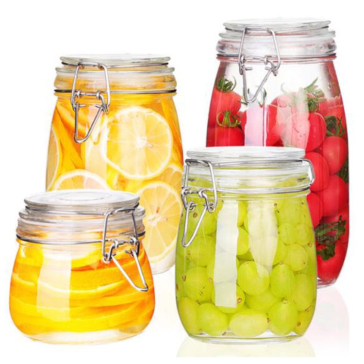 Vacuum Glassware Food Storage Sealed Kitchen Glass Storage Jar With Clip Top Lid