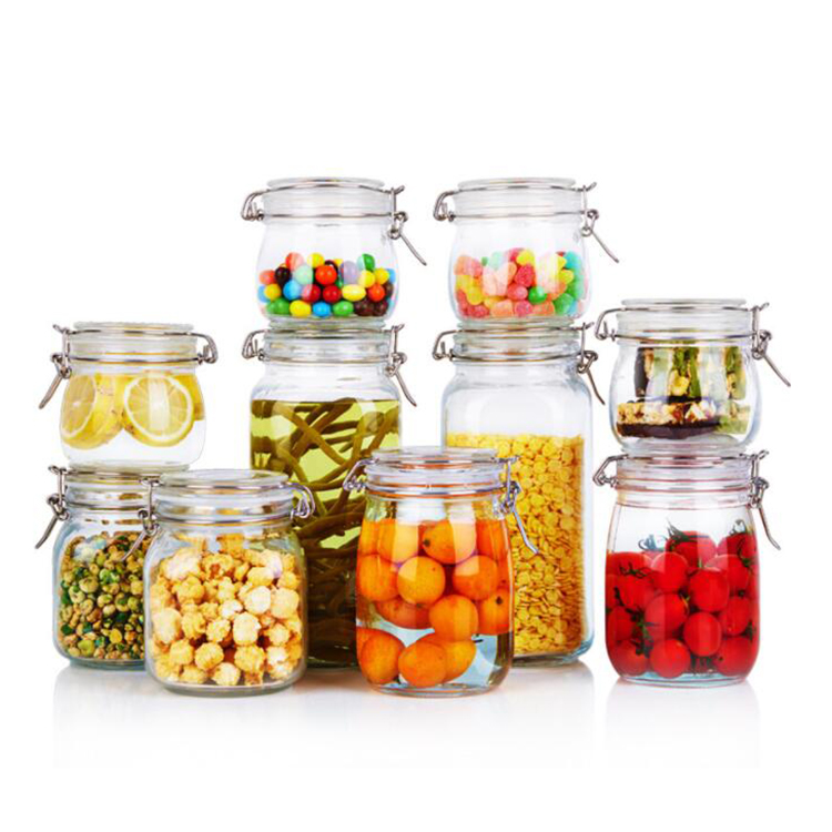 Vacuum Glassware Food Storage Sealed Kitchen Glass Storage Jar With Clip Top Lid