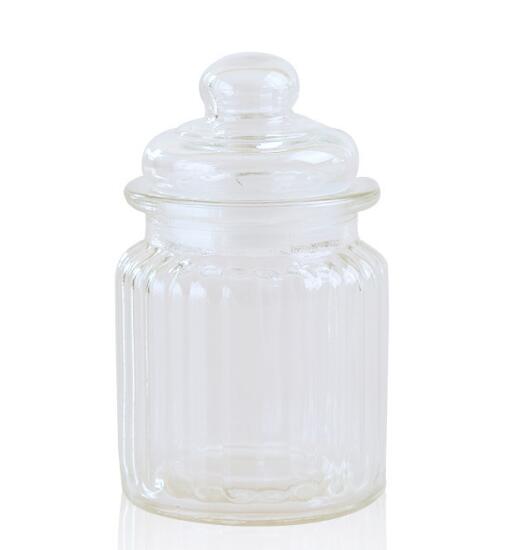 Vacuum Stripe Glass Jars With Lids Glass Storage Canisters Serving For Spices Tea Jam Pantry Organization