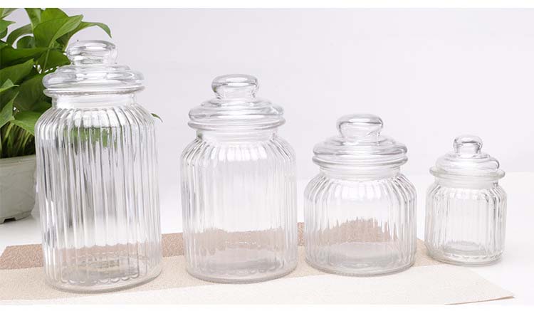 Vacuum Stripe Glass Jars With Lids Glass Storage Canisters Serving For Spices Tea Jam Pantry Organization