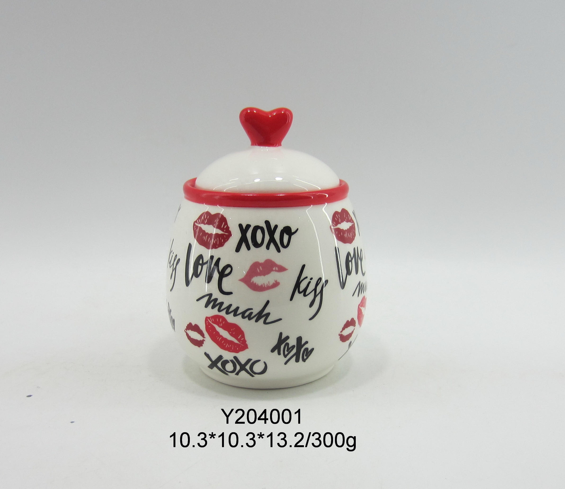 Valentine Candy Jar Heart shape Lid Ceramic Candy and Food Container Cookie Jar wedding decorative
